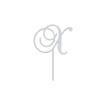 Elegant X monogram letter swirl script cake topper with precise laser-cut design. Perfect for weddings and special occasions. Aluminum with Natural Aluminum finish.